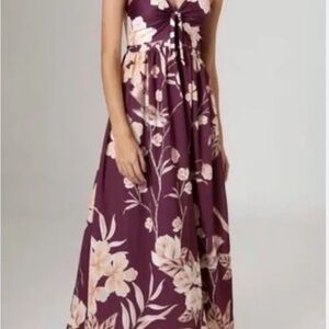 Agua Bendita Plum Floral Maxi Dress